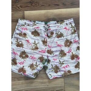 Maui And Sons Swim Shorts Trunks Mens‎ Large Palm Tree Flamingo Lined 412